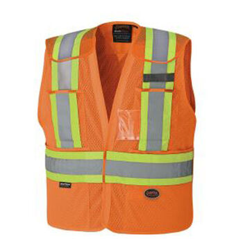High Visibility Tear-Away Safety Vest, 2XL/3XL, Orange, Polyester Mesh, ANSI 2