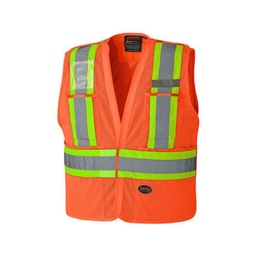 High Visibility Tear-Away Safety Vest, L/XL, Orange, Polyester Mesh, ANSI 2