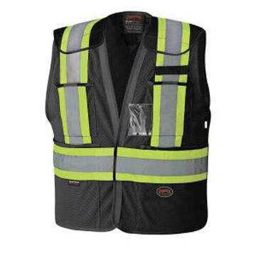 Safety Vest High Visibility Tear-away, Black, Polyester Mesh, Class 1