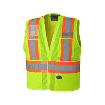 Safety Vest High Visibility Tear-away, Lime Yellow, Polyester, Class 2