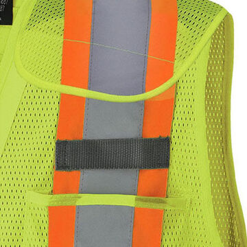 High Visibility Tear-Away Safety Vest, L/XL, Yellow/Green, Polyester, Class 2, 46-48 in Chest