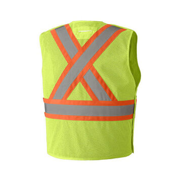 High Visibility Tear-Away Safety Vest, L/XL, Yellow/Green, Polyester, Class 2, 46-48 in Chest