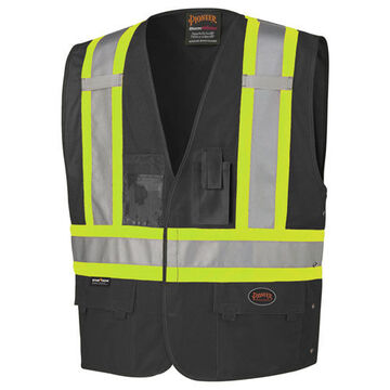 Safety Vest High Visibility, Black, 100% Polyester Tricot, Class 1 Type O