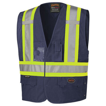 High Visibility Safety Vest, 2XL/3XL, Navy, 100% Polyester Tricot, Class 1 Type O