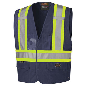 Safety Vest High Visibility, Navy, 100% Polyester Tricot, Class 1 Type O