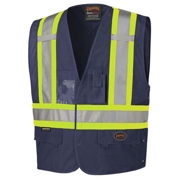 Gilet de sécurité haute visibilité, S/M, bleu marine, tricot 100 % polyester, classe 1 type O
