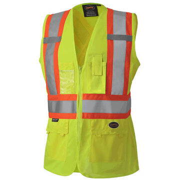 Gilet de sécurité haute visibilité, petit, jaune/vert, tricot 100 % polyester, classe 2 type P et R, poitrine 34 pouce