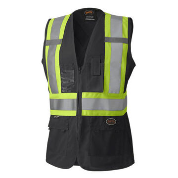Interlock Safety Vest, XL, Black, 100% Polyester Knit, Class 1 Type O