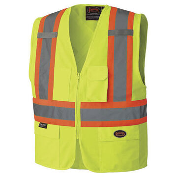 Safety Vest High Visibility, Yellow/green, Polyester Tricot, Class 2 Type P And R, 42 In Chest