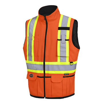 High Visibility Reversible Insulated Safety Vest, XL, Orange, 15% Cotton, 85% Polyester, Class 2 Type P and R