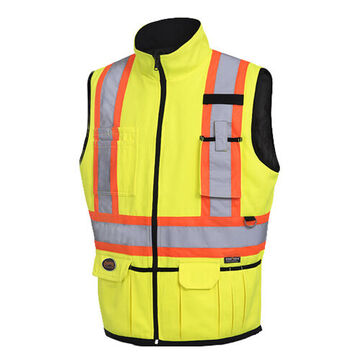 High Visibility Reversible Insulated Safety Vest, XL, Yellow/Green, 15% Cotton, 85% Polyester, Class 2 Type P and R