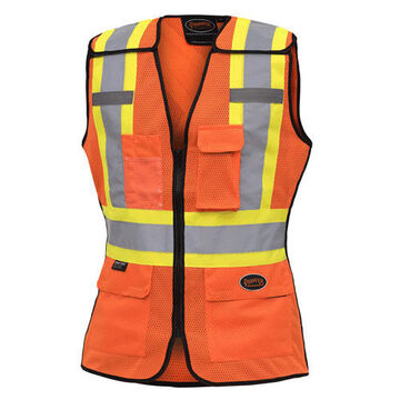 High Visibility Safety Vest, XS, Orange, Polyester, Class 2 Type P and R