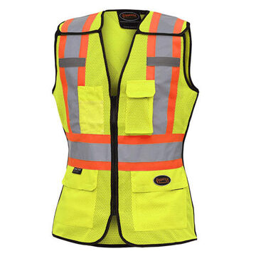 High Visibility Safety Vest, XS, Yellow/Green, Polyester, Class 2 Type P and R