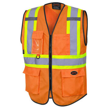 High Visibility Safety Vest, Medium, Orange, 100% Polyester Tricot, Class 2 Type P and R