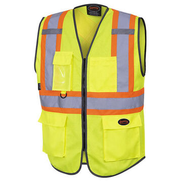 Gilet de sécurité haute visibilité, jaune/vert, tricot 100 % polyester, classe 2, type P et R
