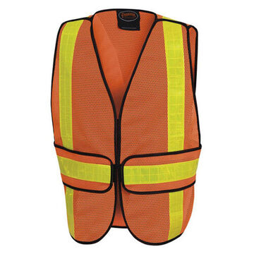 Safety Vest All-purpose, Universal, Orange, Polyester Mesh, Pvc Reflective Tape, Class 2 Type P And R