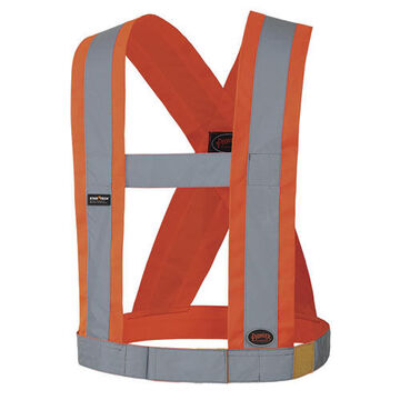 Adjustable High Visibility Safety Sash, Universal, Orange, Polyester Tricot, Class 1 Type O