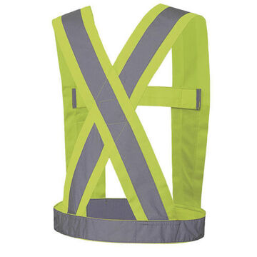 Adjustable Lightweight Safety Sash, Universal, Hi-Viz Yellow, Green, Tricot Polyester, Class 1