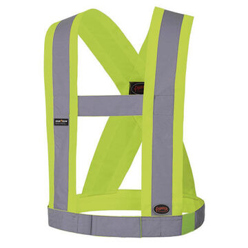 Adjustable Safety Sash, Universal, Hi-Viz Yellow, Green, Polyester Tricot Backing Fabric, Class 1