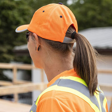 Adjustable Ball Hat, Universal, Hi-Viz Orange, Hook and Loop Closure