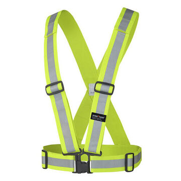 Ceinture de sécurité de qualité supérieure détachable à 4 pouceints, universelle, jaune haute visibilité, vert, polyester tricoté, classe 1