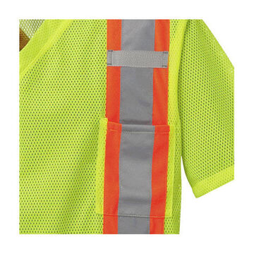 Safety Traffic T-shirt, Women, XL, Hi-Viz Yellow, Green, Polyester Mesh