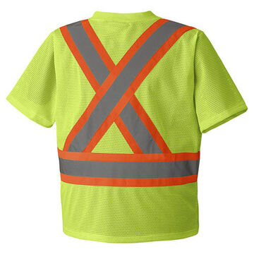 Safety Traffic T-shirt, Women, XL, Hi-Viz Yellow, Green, Polyester Mesh