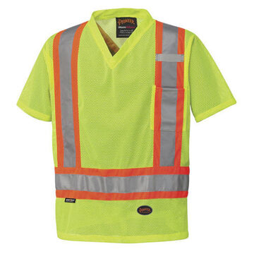 Safety Traffic T-shirt, Women, XL, Hi-Viz Yellow, Green, Polyester Mesh