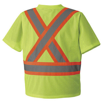 Safety Traffic T-shirt, Women, Large, Hi-Viz Yellow, Green, Polyester Mesh