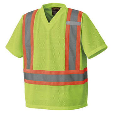 Safety Traffic T-shirt, Women, Large, Hi-Viz Yellow, Green, Polyester Mesh