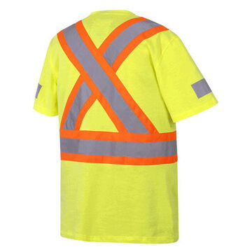 T-shirt de sécurité, femme, grand, vert/jaune, tricot jersey 100 % coton