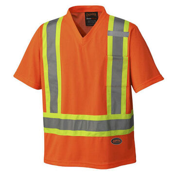 T-shirt Safety Traffic, femmes, grand, orange haute visibilité, micro filet