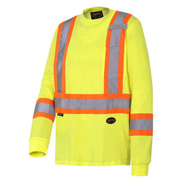 Safety Shirt Long-sleeved, Yellow/green, 100% Cotton