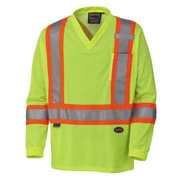Chemise de travail de sécurité, unisexe, TG, jaune haute visibilité, vert, maille polyester