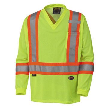 Safety Work Shirt, Unisex, XL, Hi-Viz Yellow, Green, Polyester Mesh