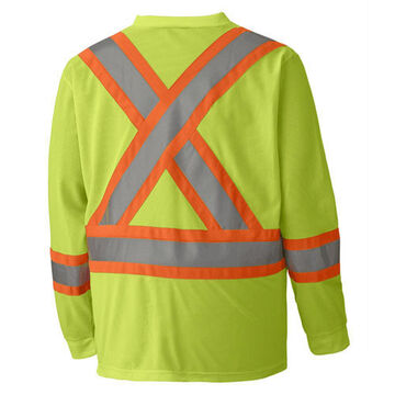 Safety Work Shirt, Unisex, XL, Hi-Viz Yellow, Green, Polyester Mesh