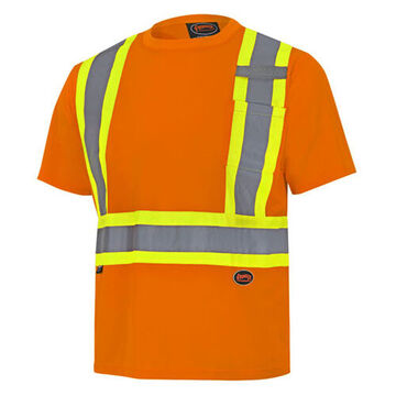 Safety T-shirt, Unisex, XL, Hi-Viz Orange, Birdseye Polyester
