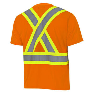 Safety T-shirt, Unisex, XL, Hi-Viz Orange, Birdseye Polyester