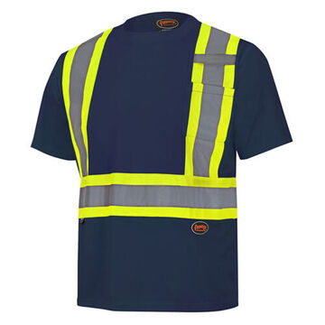 T-shirt de sécurité, Unisexe, XL, Marine, Birdseye Polyester
