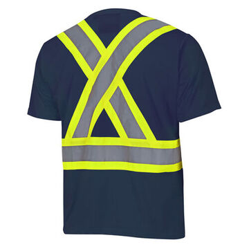 T-shirt de sécurité, Unisexe, XL, Marine, Birdseye Polyester