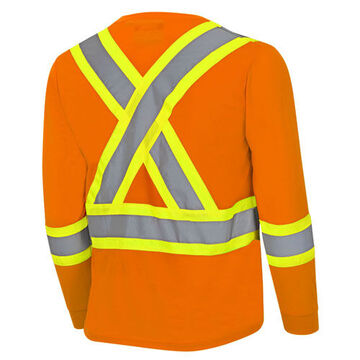 Safety Work Shirt, Unisex, 4XL, Hi-Viz Orange, Polyester