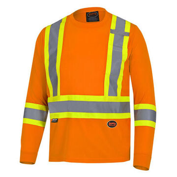 Safety Work Shirt, Unisex, 4XL, Hi-Viz Orange, Polyester