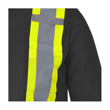 High Visibility Safety T-shirt, Unisex, Large, Black, Bird's-Eye Polyester