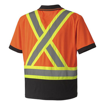 Safety Work Shirt, Unisex, 2XL, Hi-Viz Orange, Polyester