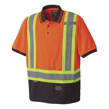 Safety Work Shirt, Unisex, 2XL, Hi-Viz Orange, Polyester