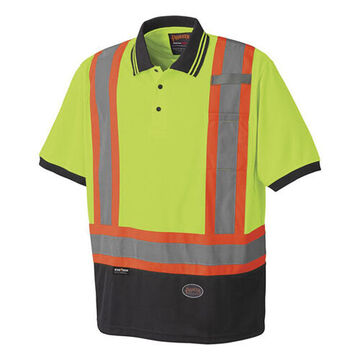 High Visibility Safety T-shirt, XL, Yellow/Green, Bird's-Eye Polyester