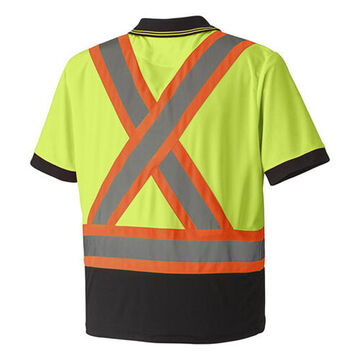 High Visibility Safety T-shirt, XL, Yellow/Green, Bird's-Eye Polyester