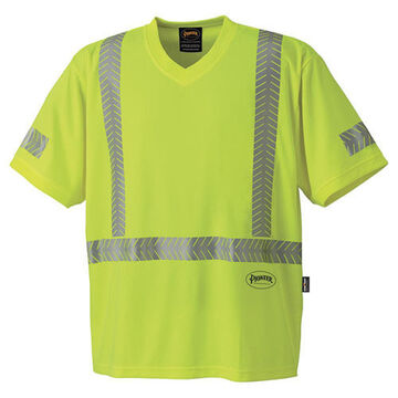 T-shirt de sécurité ultra-respirant ultra-cool, femme, grand, jaune haute visibilité, vert, tissu