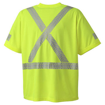 T-shirt de sécurité ultra-respirant ultra-cool, femme, grand, jaune haute visibilité, vert, tissu