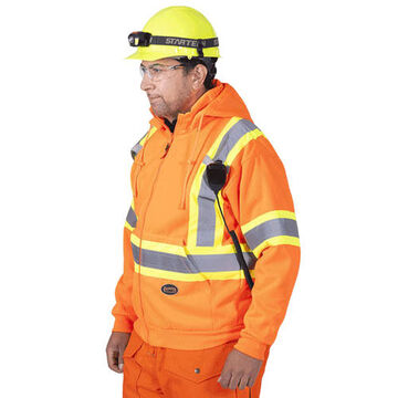 Fleece Hoodie, Hi-viz Orange, Polyester